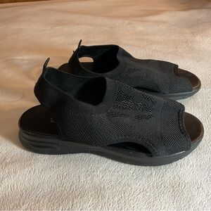 Black Knit Open-Toe Comfort Sandals